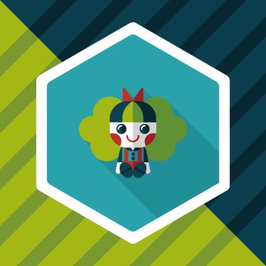 Uzun Gölge, eps 10 ile kız bebek oyuncak düz simgesi