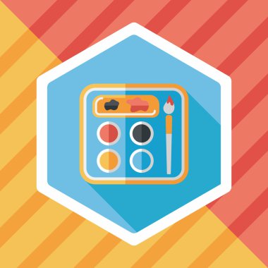 Resim paleti uzun gölge, eps 10 ile boya fırçası düz simgesi ile