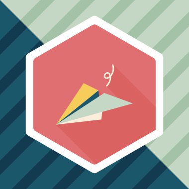 Kağıt Uçak düz simgesi ile uzun gölge