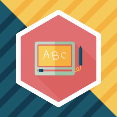 uzun gölge ile çocuk çizim kurulu düz simgesi