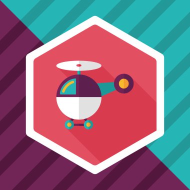 Helikopter düz simgesi ile uzun gölge, eps10