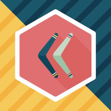 Bumerang uzun gölge düz simgesi