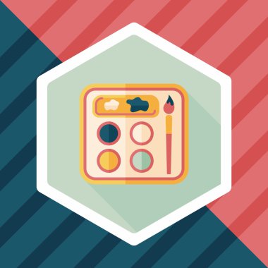 Resim paleti uzun gölge, eps 10 ile boya fırçası düz simgesi ile