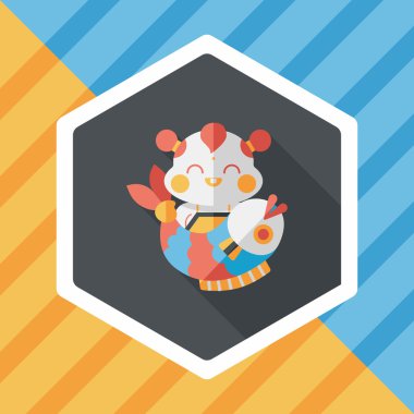 Çin yeni yılı uzun gölge, eps10 Çin maskot düz simgesiyle