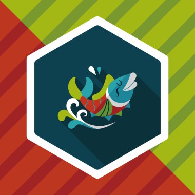 Çin yeni yılı uzun gölge, eps10, Çinli bir dekor ile düz simgesi