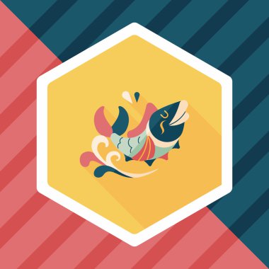 Çin yeni yılı uzun gölge, eps10, Çinli bir dekor ile düz simgesi