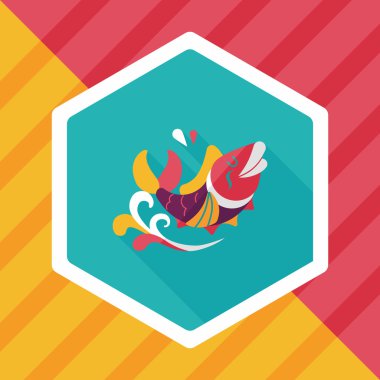 Çin yeni yılı uzun gölge, eps10, Çinli bir dekor ile düz simgesi