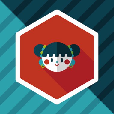 Çin yeni yılı kız uzun gölge, eps10 düz simgesiyle