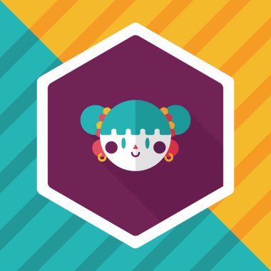 Çin yeni yılı kız uzun gölge, eps10 düz simgesiyle