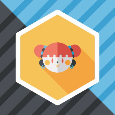 Çin yeni yılı kız uzun gölge, eps10 düz simgesiyle