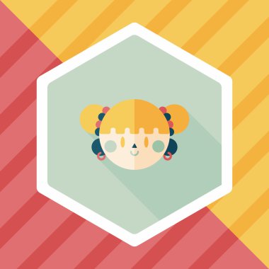 Çin yeni yılı kız uzun gölge, eps10 düz simgesiyle