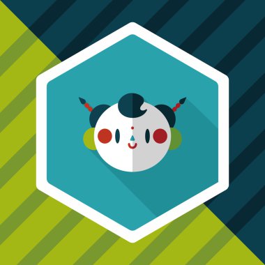 Çin yeni yılı çocuk düz simgesi ile uzun gölge, eps10