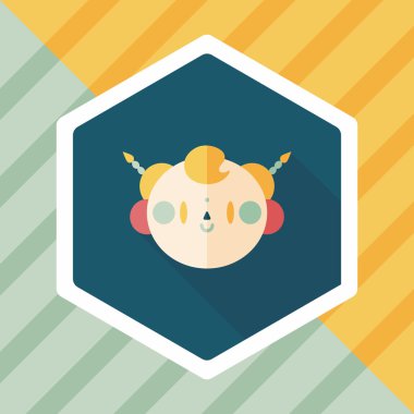 Çin yeni yılı çocuk düz simgesi ile uzun gölge, eps10