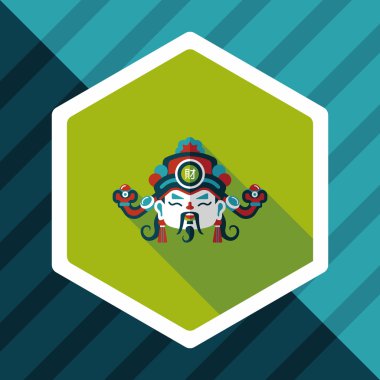 Çin yeni yılı düz simgesi ile uzun gölge, eps10, zenginlik tanrısı