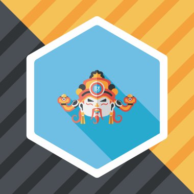 Çin yeni yılı düz simgesi ile uzun gölge, eps10, zenginlik tanrısı