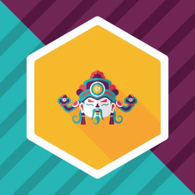 Çin yeni yılı düz simgesi ile uzun gölge, eps10, zenginlik tanrısı