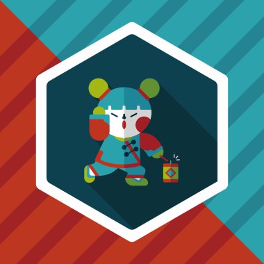 Çin yeni yılı kız uzun gölge, eps10 düz simgesiyle