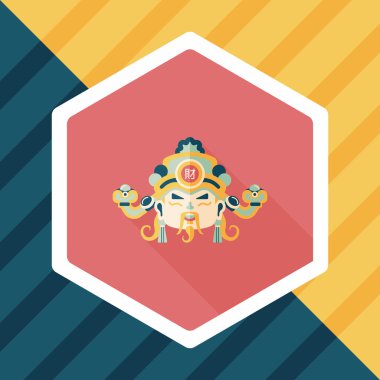 Çin yeni yılı düz simgesi ile uzun gölge, eps10, zenginlik tanrısı