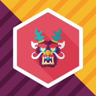 Çin yeni yılı düz simgesi ile uzun gölge, eps10, dragon ve