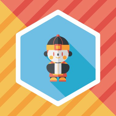 Çin yeni yılı çocuk düz simgesi ile uzun gölge, eps10