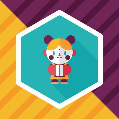 Çin yeni yılı kız uzun gölge, eps10 düz simgesiyle