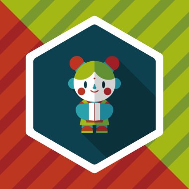 Çin yeni yılı kız uzun gölge, eps10 düz simgesiyle