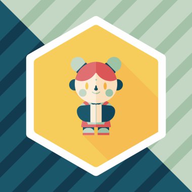 Çin yeni yılı kız uzun gölge, eps10 düz simgesiyle