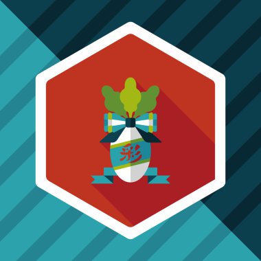 Çin yeni yılı düz simgesi ile uzun gölge, eps10, şanslı beyaz r