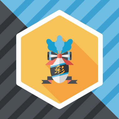 Çin yeni yılı düz simgesi ile uzun gölge, eps10, şanslı beyaz r