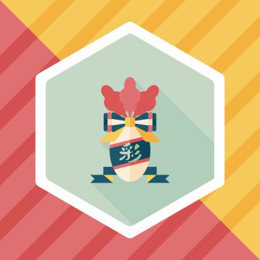 Çin yeni yılı düz simgesi ile uzun gölge, eps10, şanslı beyaz r