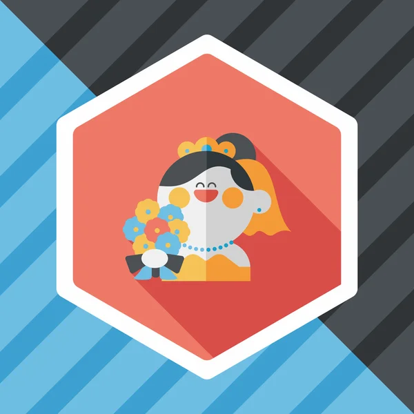 Novia de boda icono plano con sombra larga, eps10 — Vector de stock