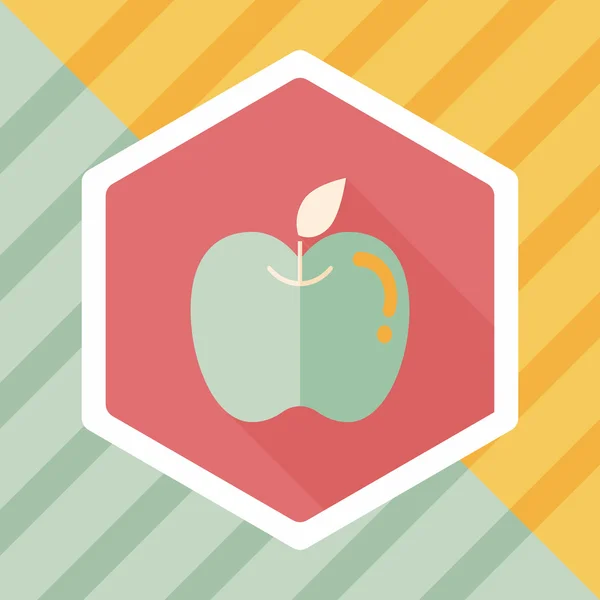 Platte appelpictogram met lange schaduw, eps10 — Stockvector