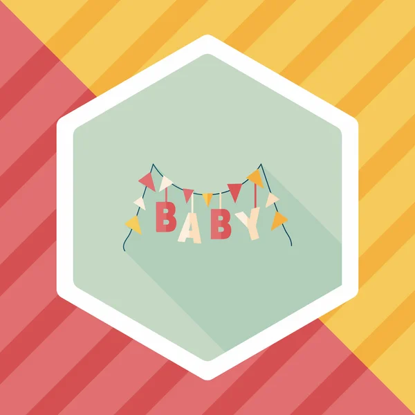 BABY festa ícone plano com sombra longa, eps 10 — Vetor de Stock