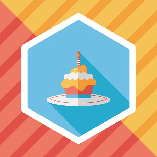 Verjaardag cake platte pictogram met lange schaduw, eps10 — Stockvector