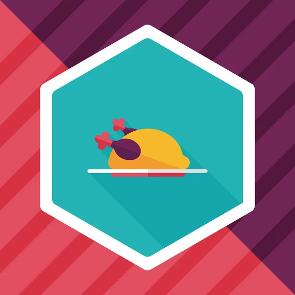 Kurczak żywności płaskie ikona z długim cieniem, eps10 — Wektor stockowy
