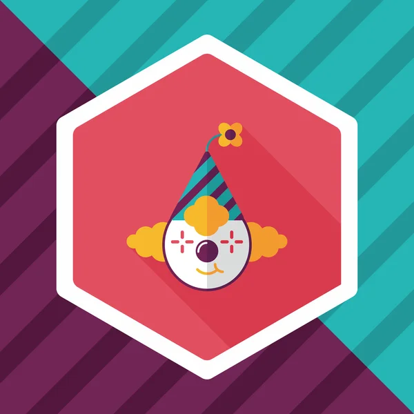 Payaso icono plano con sombra larga, eps10 — Vector de stock