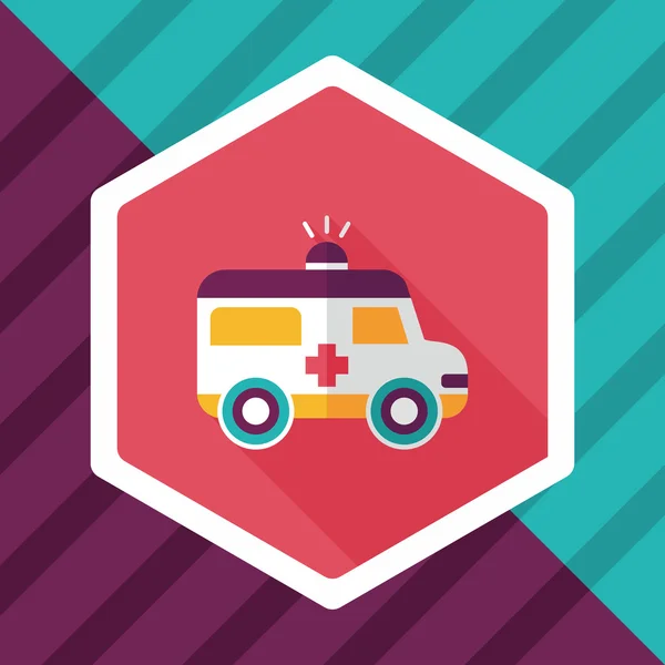Ambulanza icona piatta con lunga ombra — Vettoriale Stock