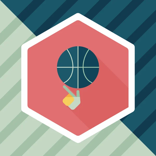 Icono plano de baloncesto con sombra larga, eps10 — Archivo Imágenes Vectoriales