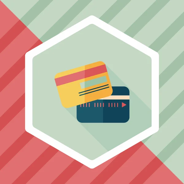 Carte de crédit icône plate avec ombre longue — Image vectorielle