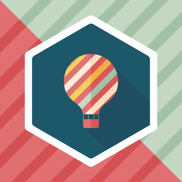 Horkovzdušný balón ploché ikona s dlouhý stín — Stockový vektor