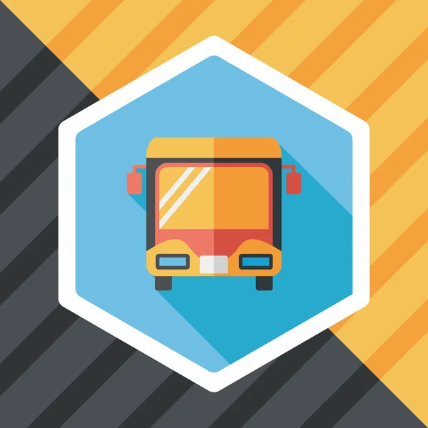 Transporte autobús icono plano con sombra larga — Vector de stock