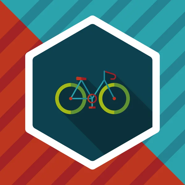 Uzun gölgeli bisiklet yassı simgesi — Stok Vektör