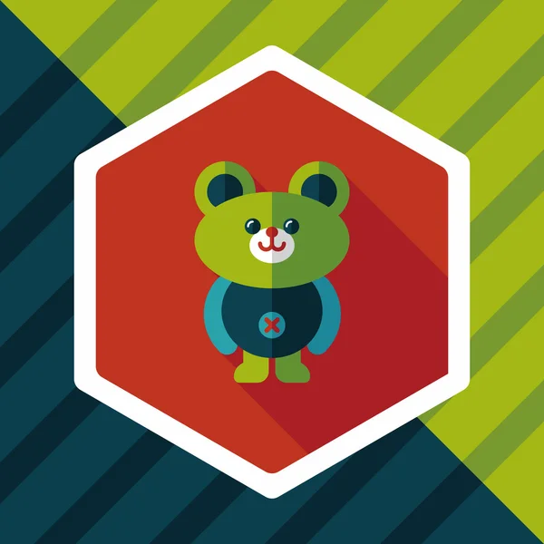 Medvídek ploché ikony s dlouhý stín — Stockový vektor