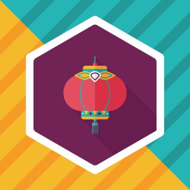 Çin yeni yılı uzun gölge, eps10, Çinli bir dekor ile düz simgesi