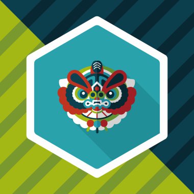 Çin yeni yılı düz simgesi ile uzun gölge, eps10, dragon ve