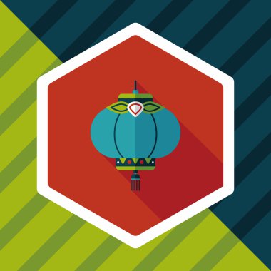 Çin yeni yılı uzun gölge, eps10, Çinli bir dekor ile düz simgesi