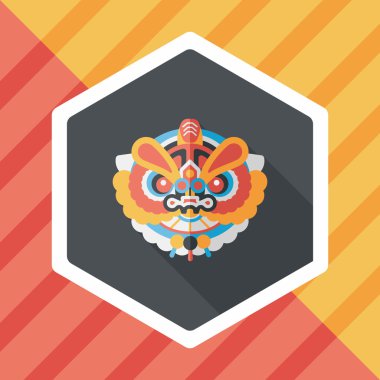 Çin yeni yılı düz simgesi ile uzun gölge, eps10, dragon ve