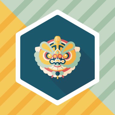 Çin yeni yılı düz simgesi ile uzun gölge, eps10, dragon ve