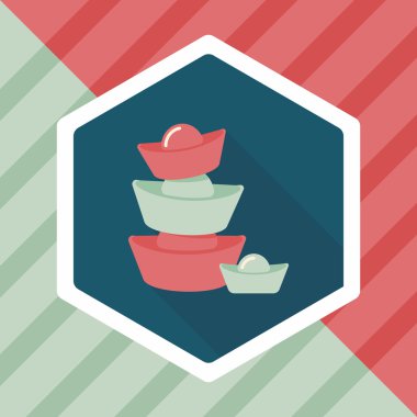 Çin yeni yılı uzun gölge, eps10, Altın külçe de düz simgesiyle