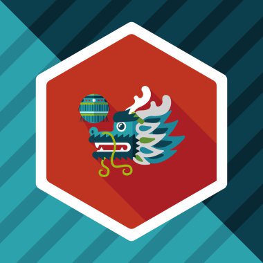 Çin yeni yılı düz simgesi ile uzun gölge, eps10, dragon ve